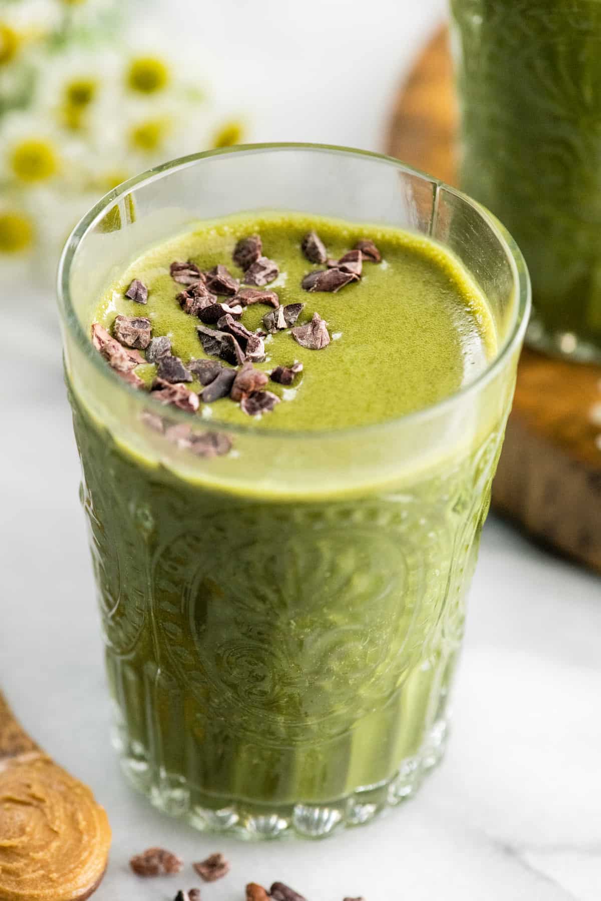 Healthy Smoothie Recipes chocolate peanut butter green smoothie