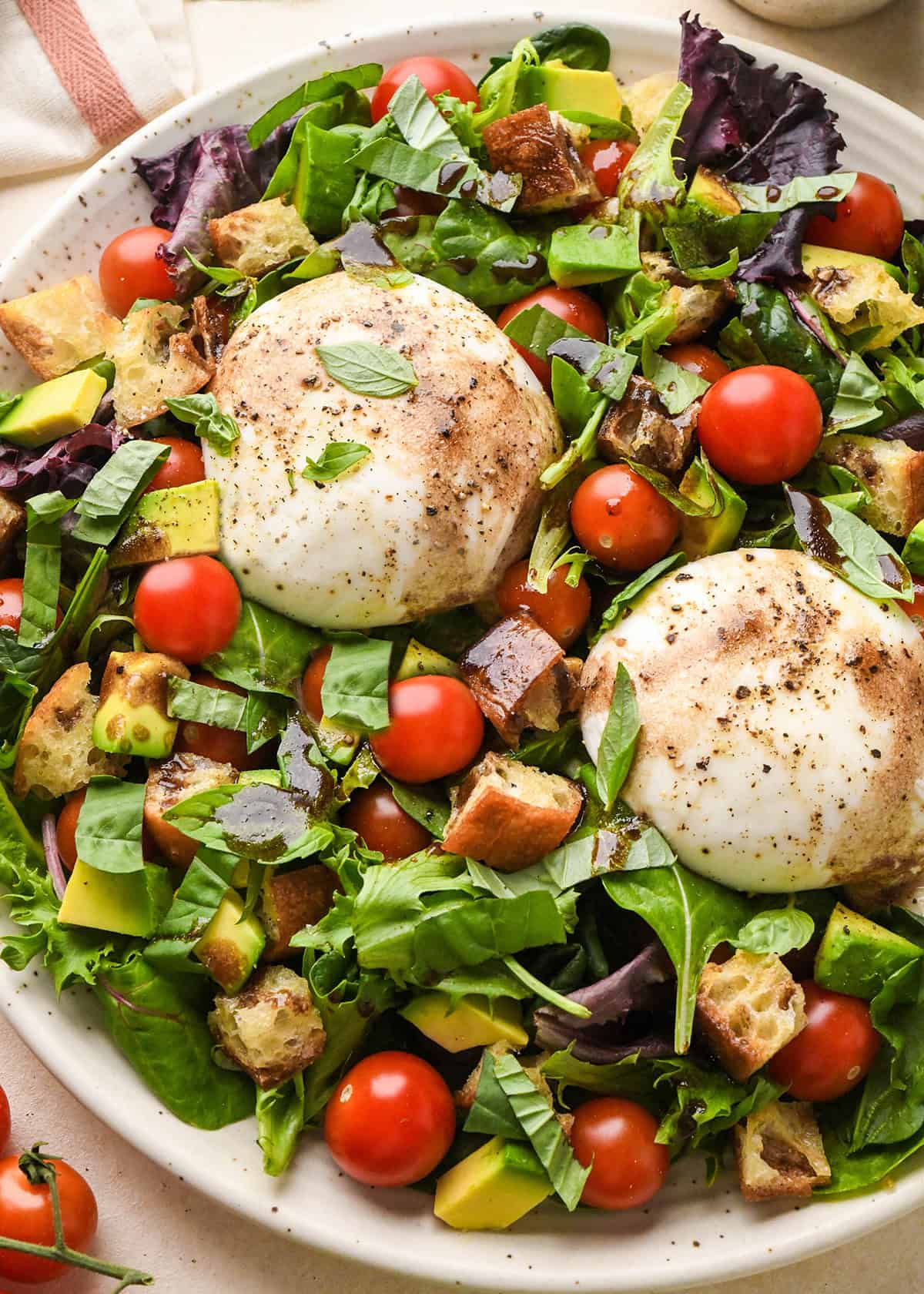 burrata salad on a plate