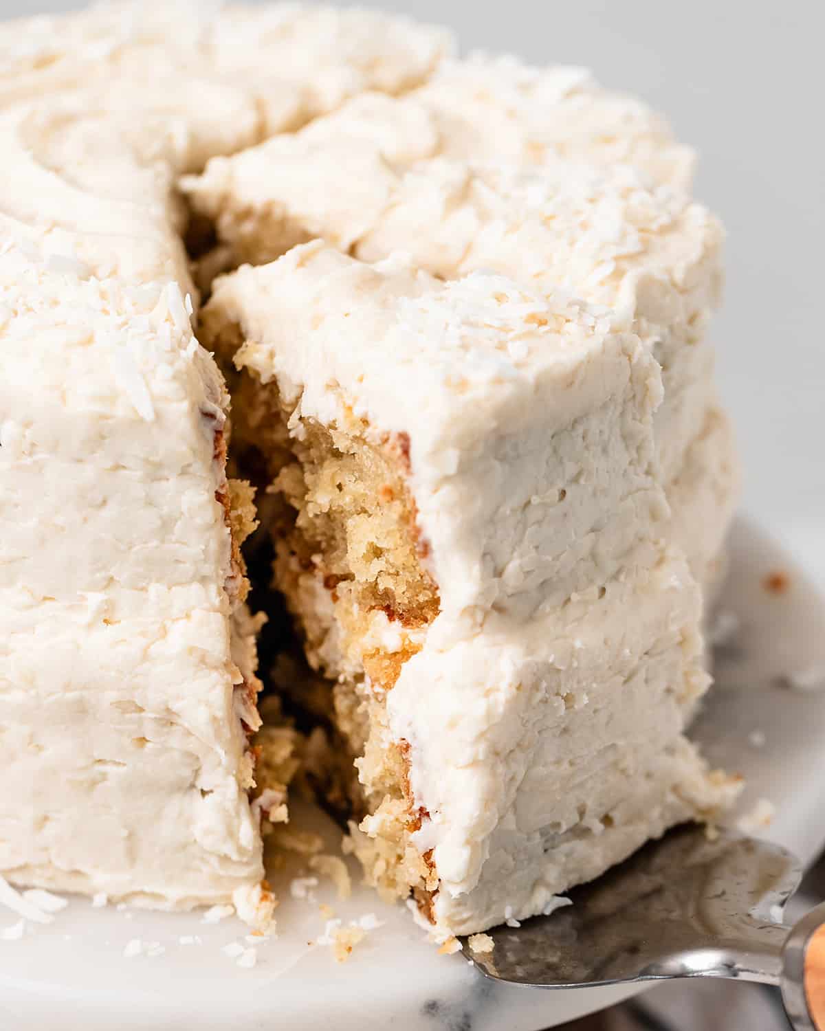 Coconut Frosting on a coconut cake
