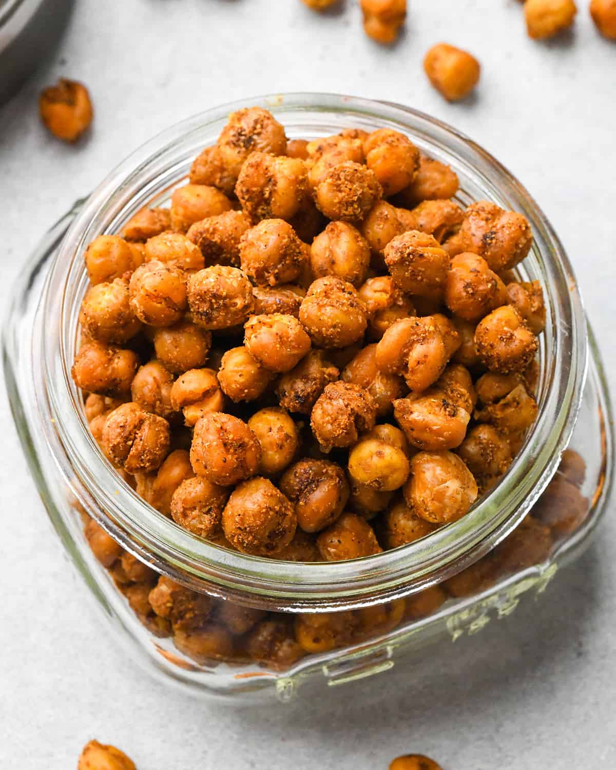 Crispy Roasted Chickpeas in a glass jar