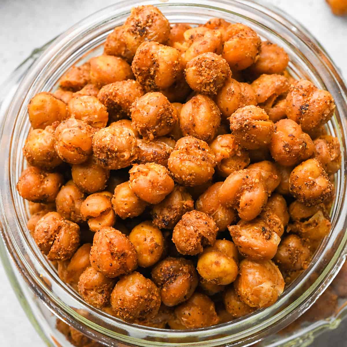 Crispy Roasted Chickpeas in a glass jar