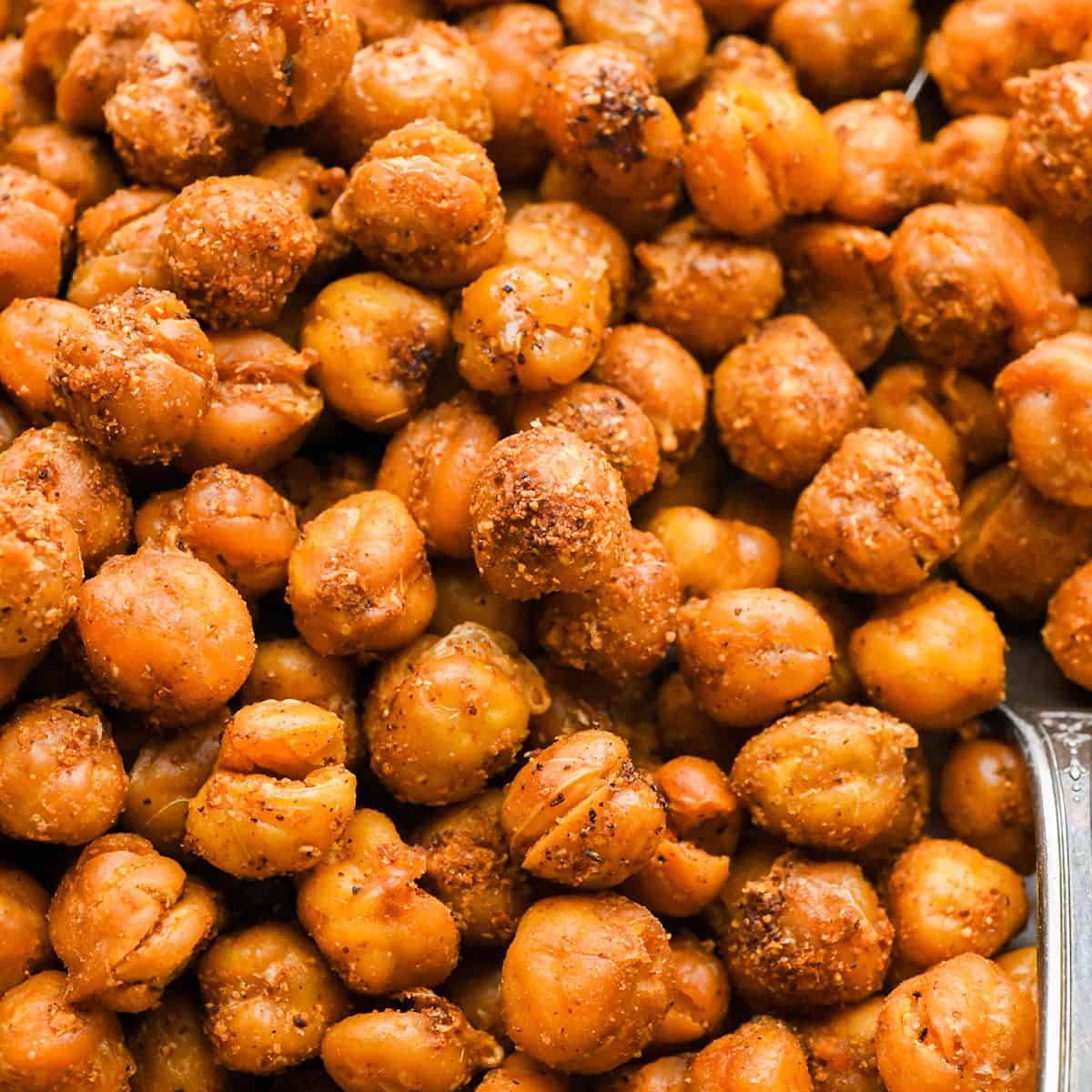 up close macro shot of Crispy Roasted Chickpeas
