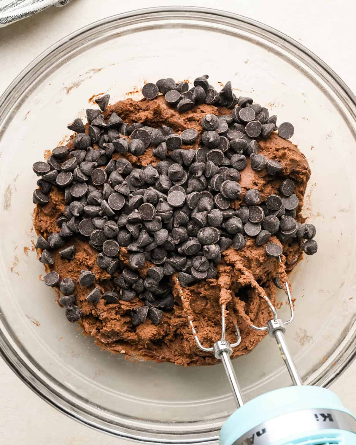 how to make chocolate cookie bars - chocolate chips added before mixing