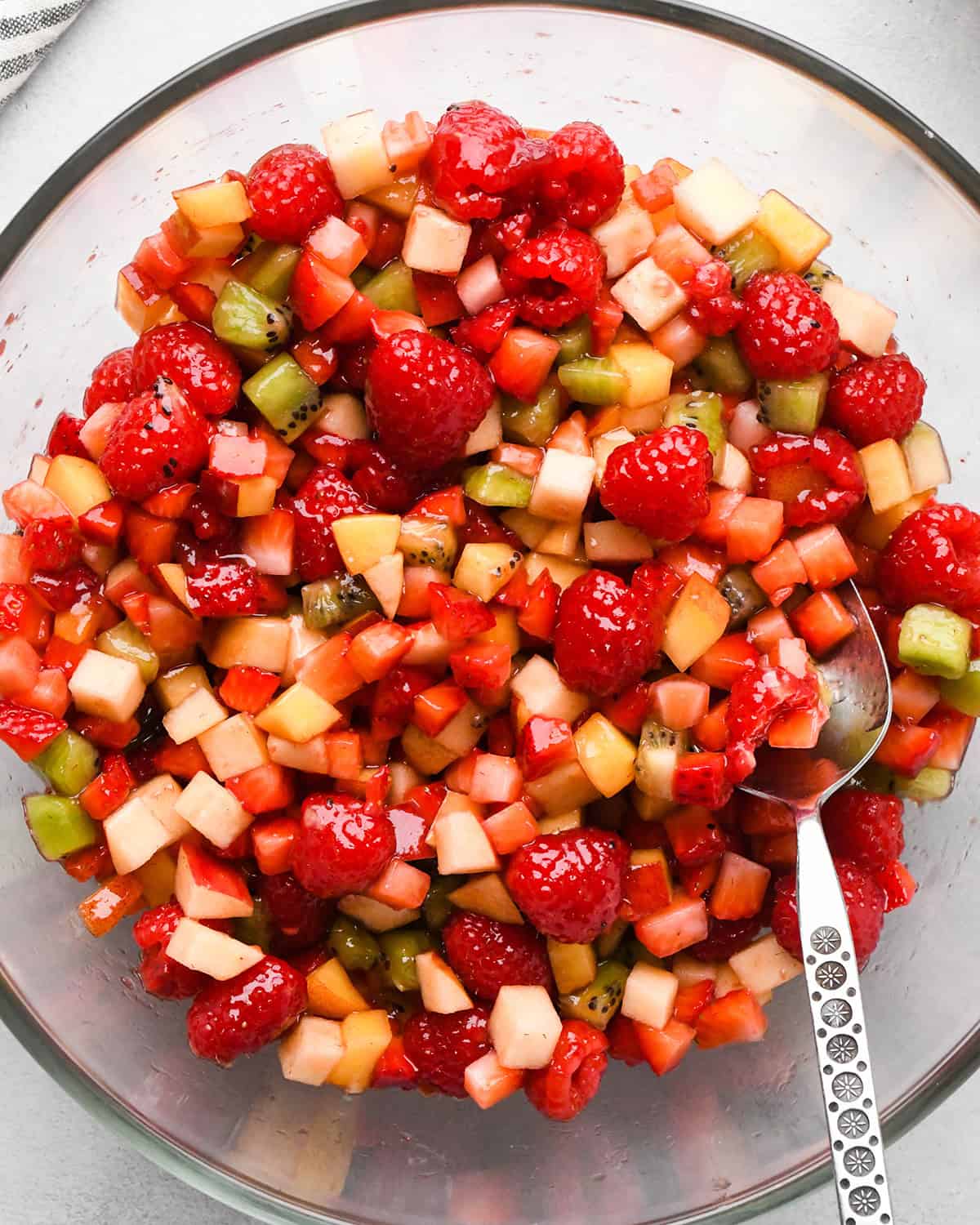 making Fruit Salsa Recipe - after mixing jam into fruit