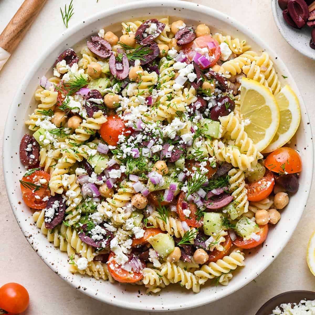 Greek Pasta Salad in a bowl