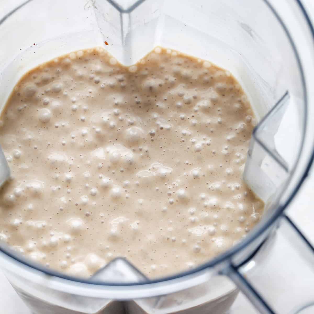 photo showing How to Make a Peanut Butter Smoothie - in the blender after blending