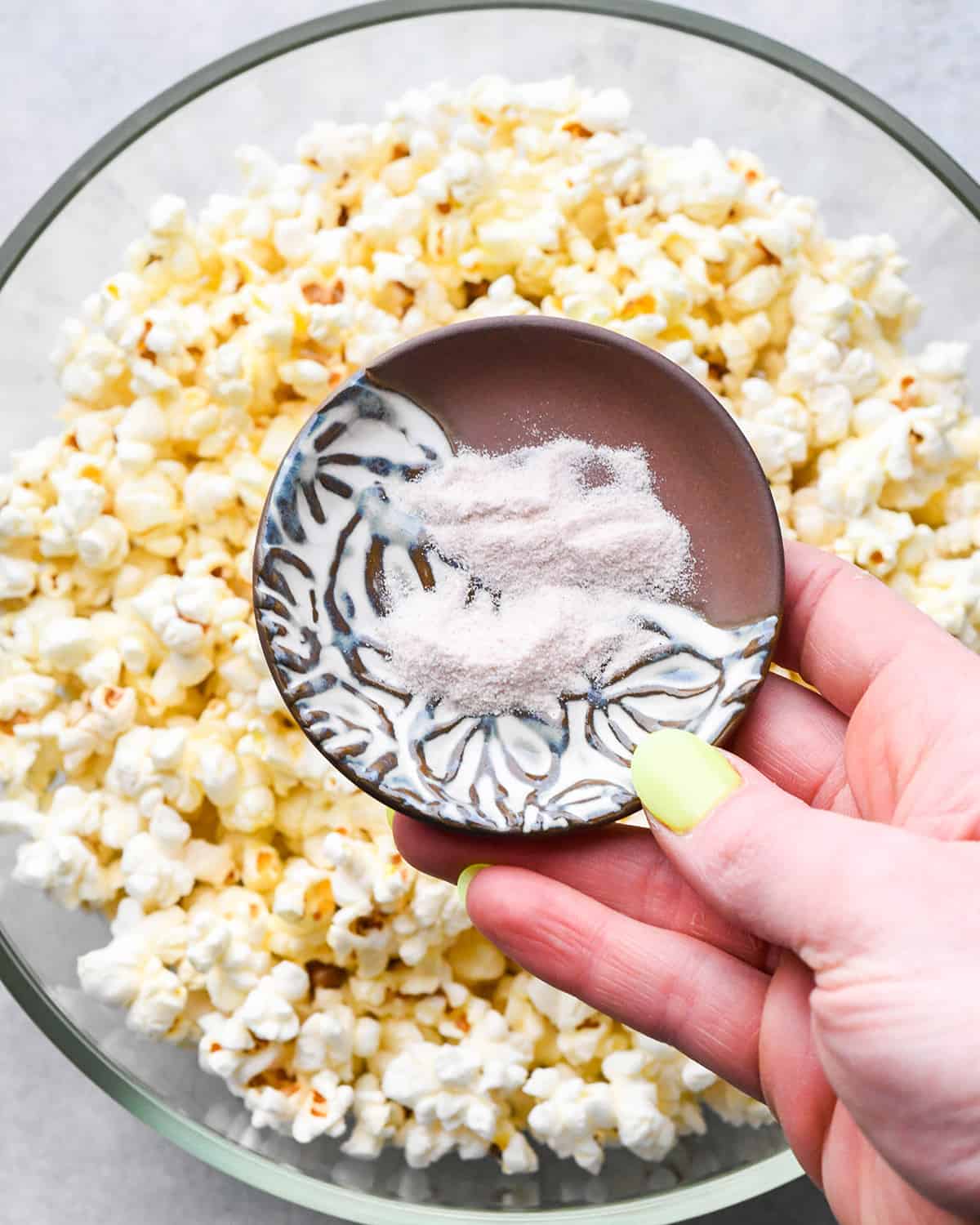 popcorn salt being over Buttered Popcorn