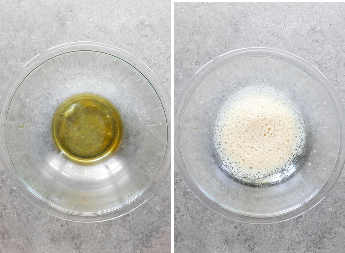 This Candied Almonds Recipe is easy to make with just 6 ingredients. These cinnamon roasted almonds are even more delicious than the nuts you can get at the mall or fair, and they're freezer-friendly so you can make a batch and enjoy them for months as a snack, on top of salads, etc. two overhead photos showing How to Make Candied Almonds