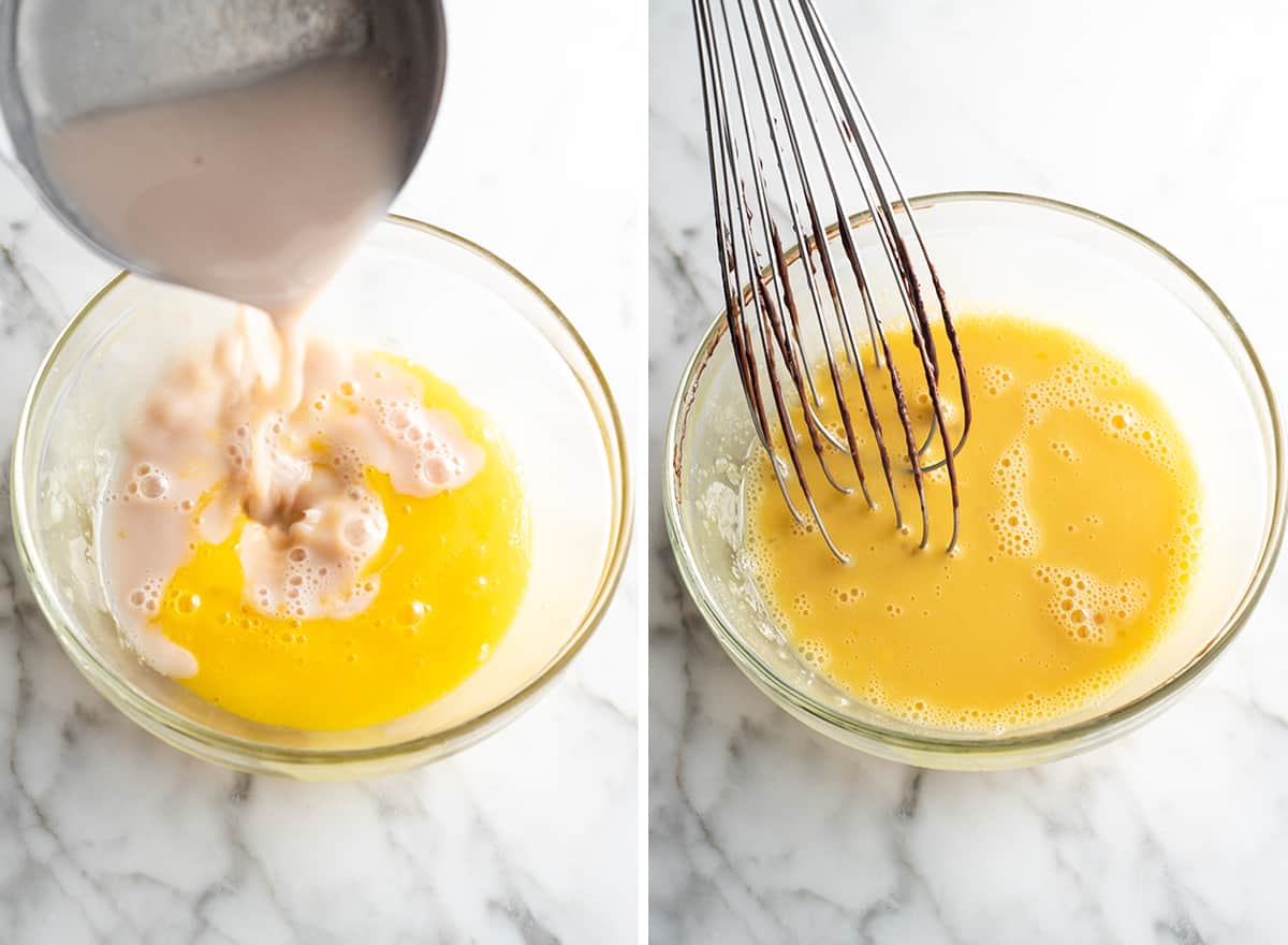 Rich, ultra-creamy, and chocolatey, this is the best homemade chocolate ice cream recipe ever! It's easy to make with only 7 ingredients (including two forms of chocolate), has a rich chocolate flavor, and is just as good as any ice cream shop! two photos showing how to make homemade chocolate ice cream