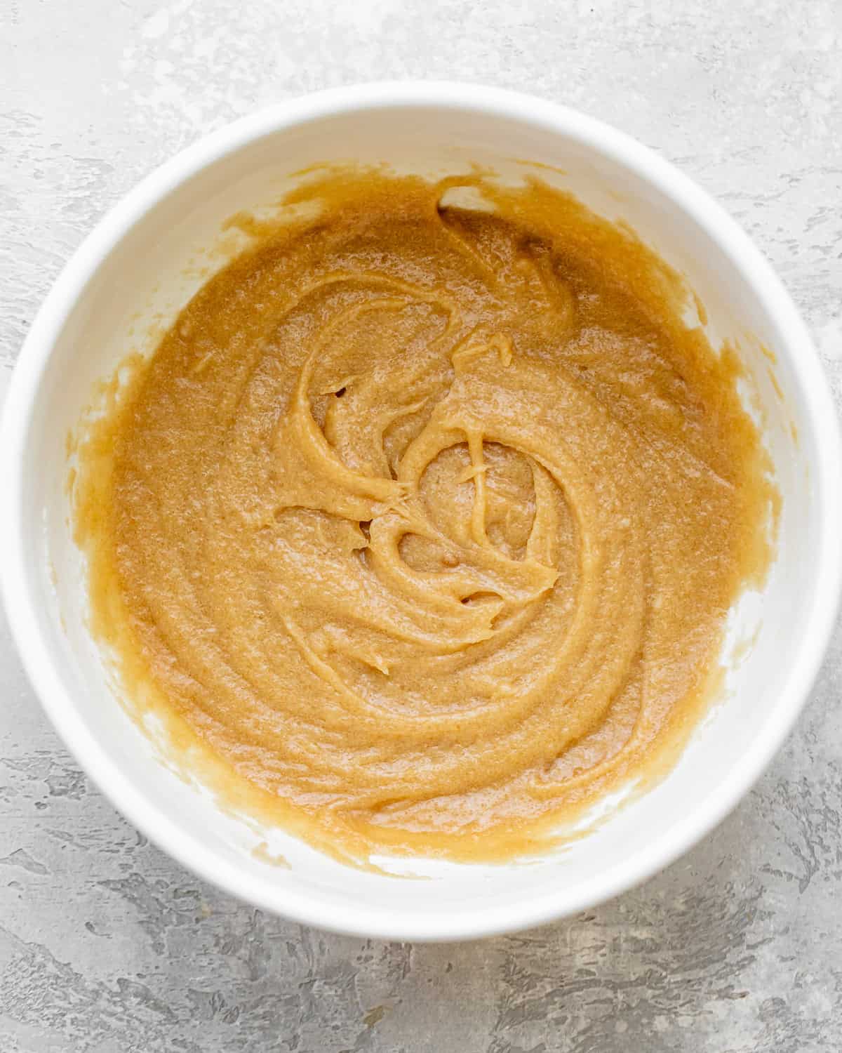 making Dairy Free Chocolate Chip Cookies - mixture after beating in egg and vanilla