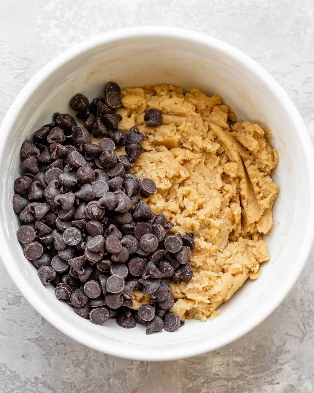 how to make Dairy Free Chocolate Chip Cookies - chocolate chips added before stirring