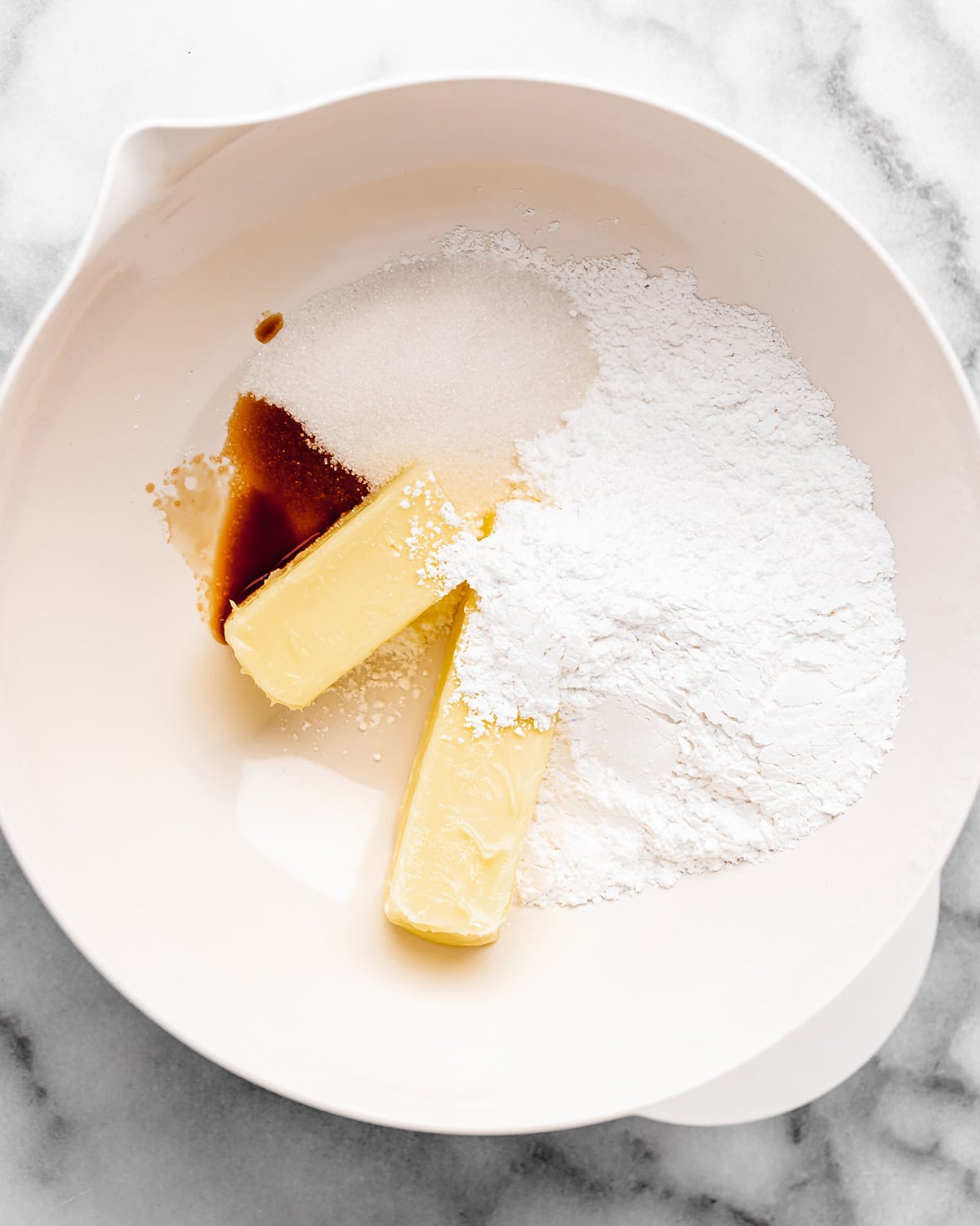 how to make french silk pie filling - ingredients in a bowl before beating