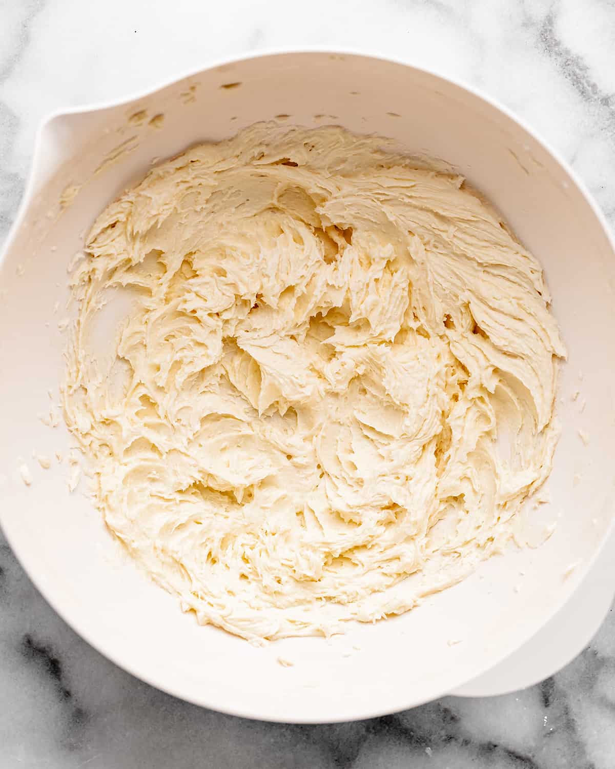 how to make french silk pie filling - ingredients in a bowl after beating
