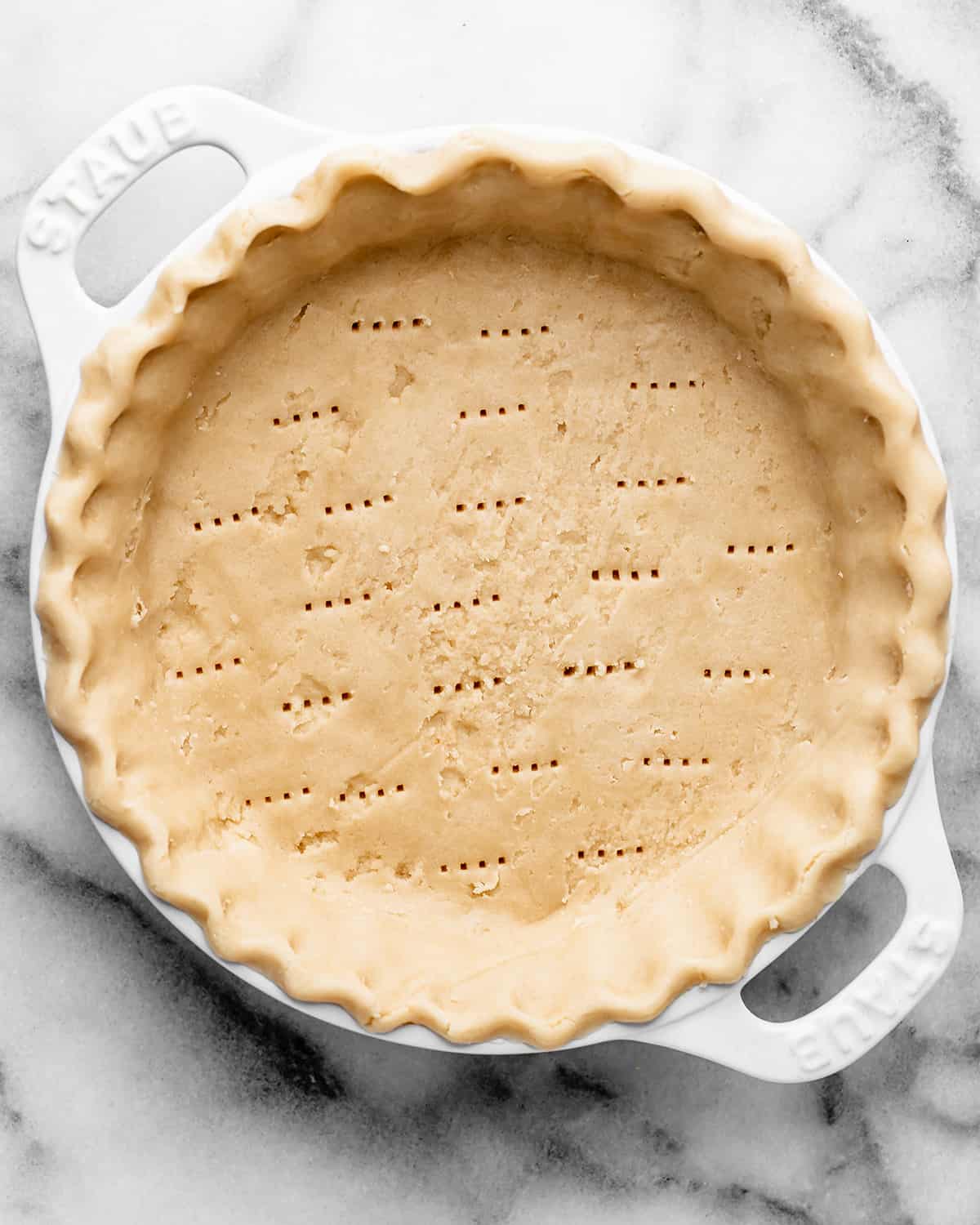 how to make French silk pie crust - shaping dough into pie plate