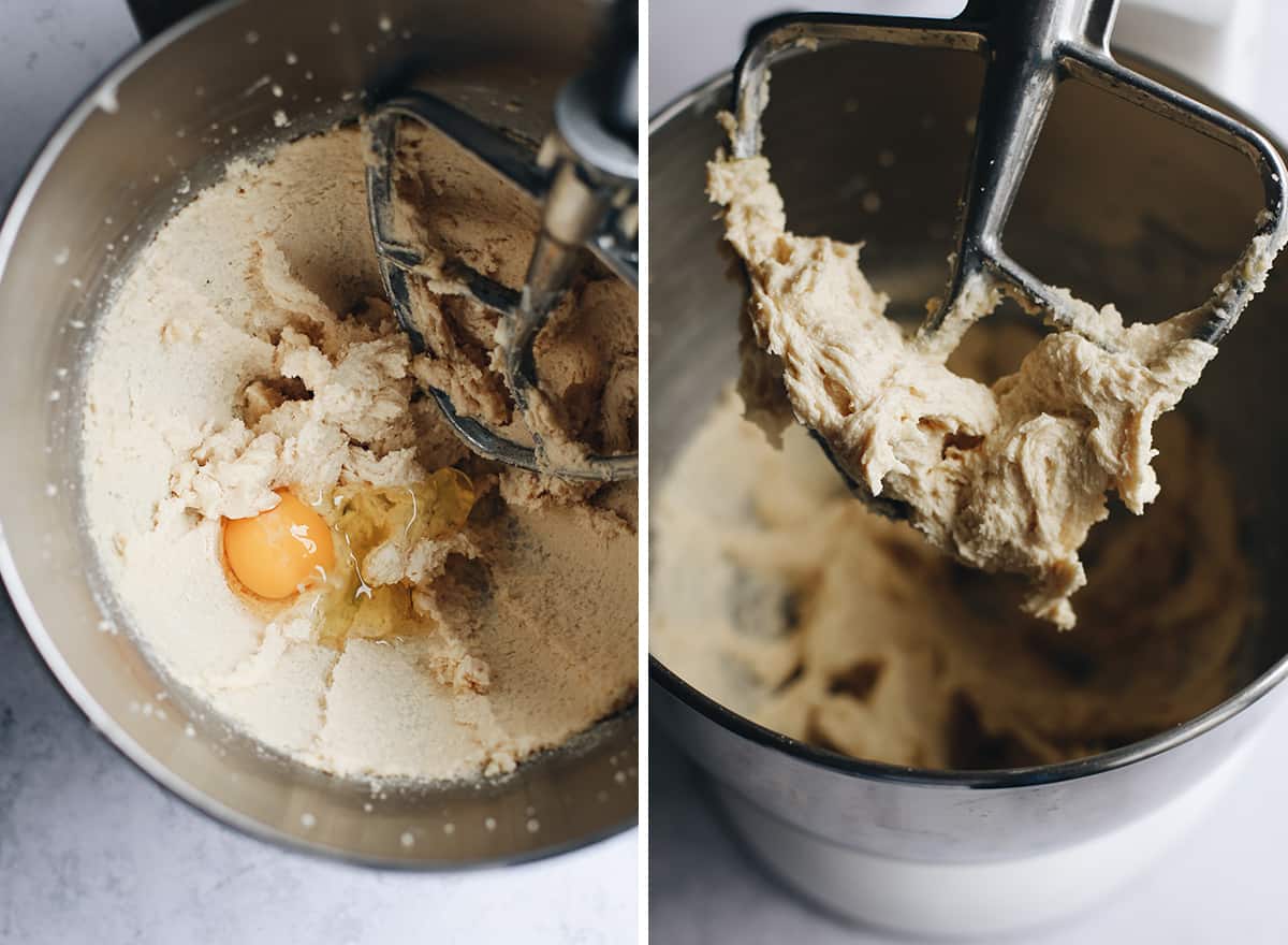 two overhead photos showing How to Make Gluten Free Chocolate Chip Cookies