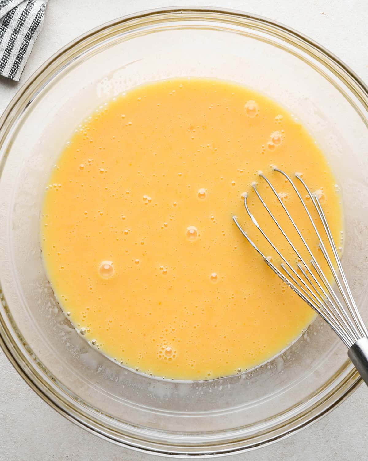 How to Make an Ice Cream Cake - wet ingredients in a bowl after whisking