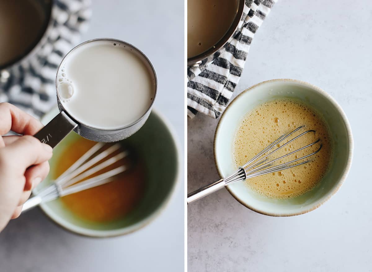 The best cookies and cream ice cream recipe! A creamy Oreo ice cream is loaded with crushed and chopped cookies for a big cookie flavor in every bite! two overhead photos showing How to Make Oreo Ice Cream