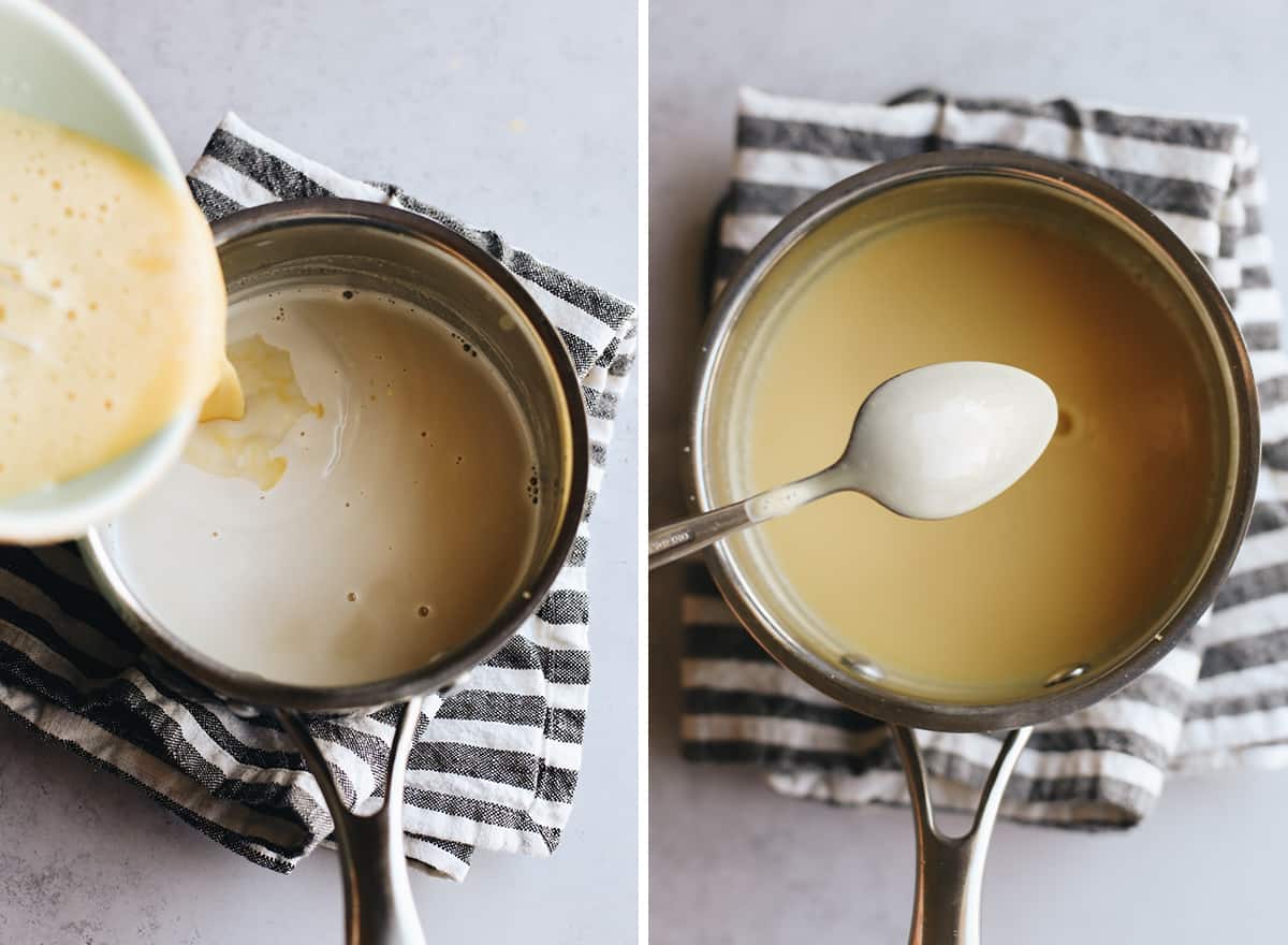 The best cookies and cream ice cream recipe! A creamy Oreo ice cream is loaded with crushed and chopped cookies for a big cookie flavor in every bite! two overhead photos showing How to Make Oreo Ice Cream