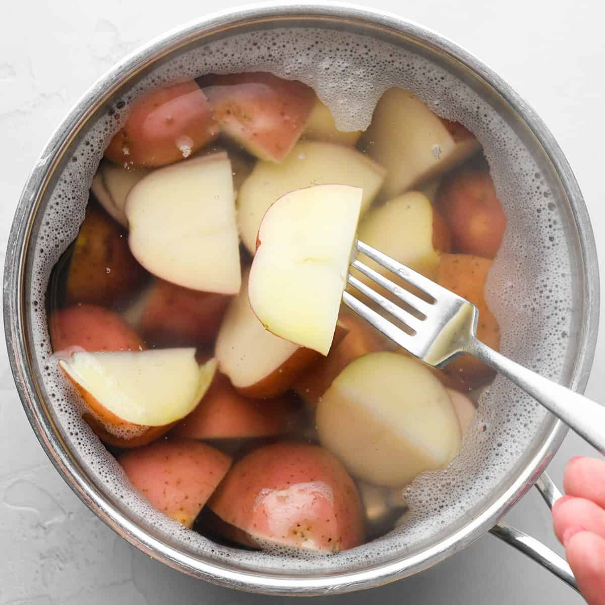boiling potatoes for potato salad