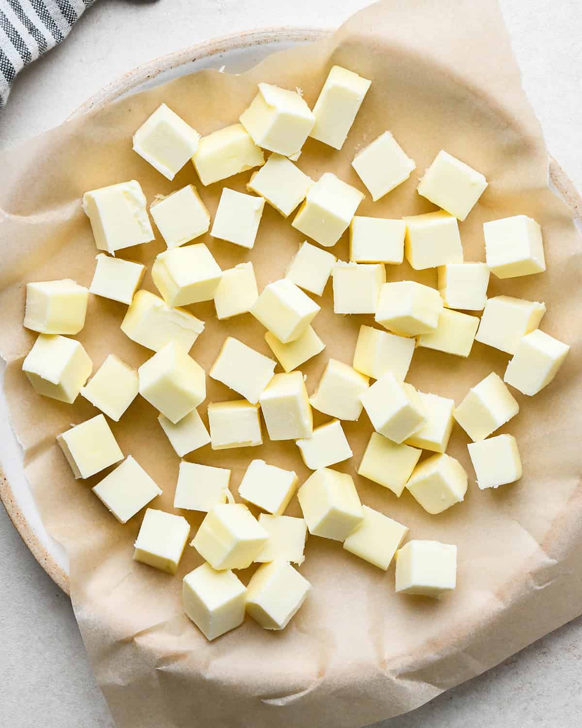 cubed butter on a plate