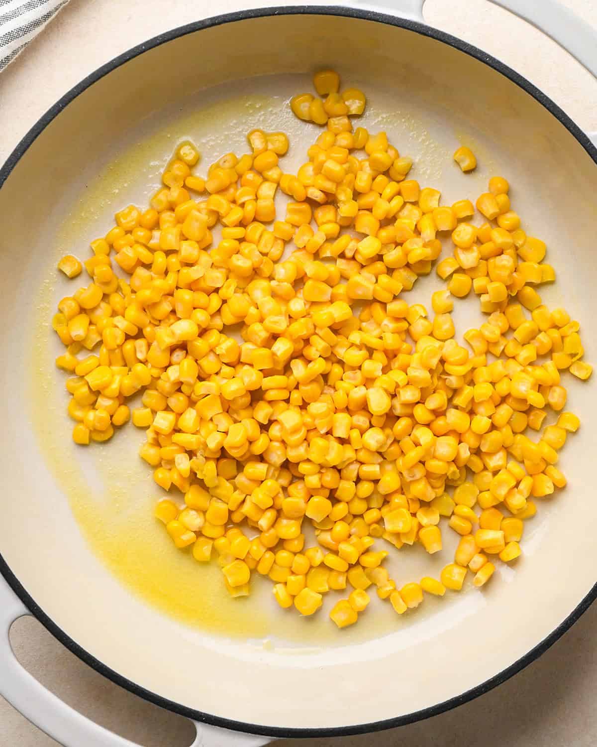 Recipe for Taco Bowls - corn before cooking
