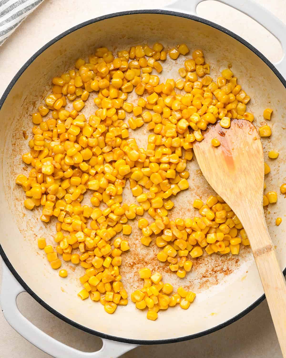 Recipe for Taco Bowls - corn after browning in butter