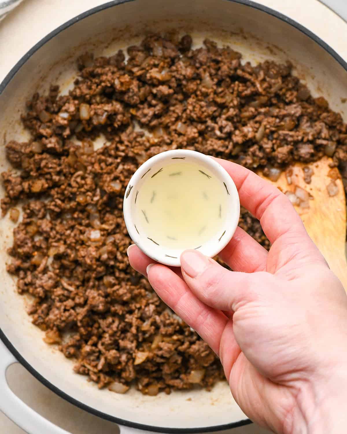 Recipe for Taco Bowls - adding lime juice to ground beef