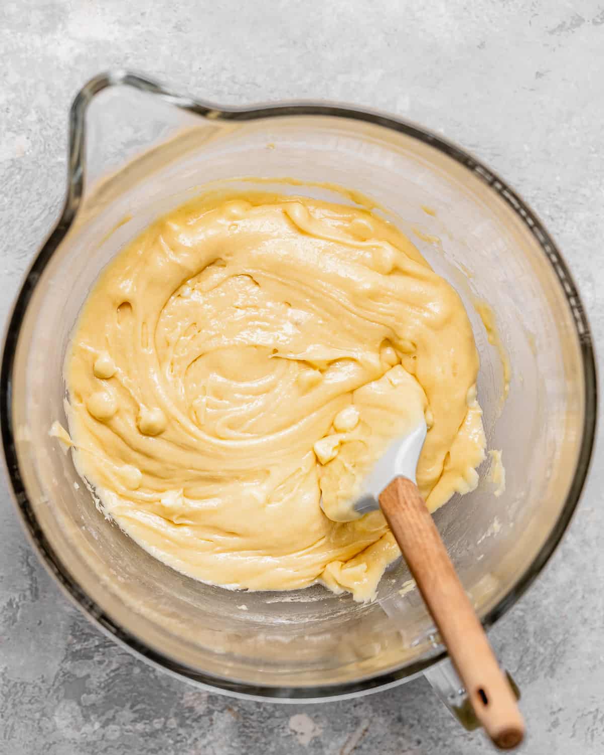 how to make White Chocolate Brownies - batter after stirring in white chocolate chips