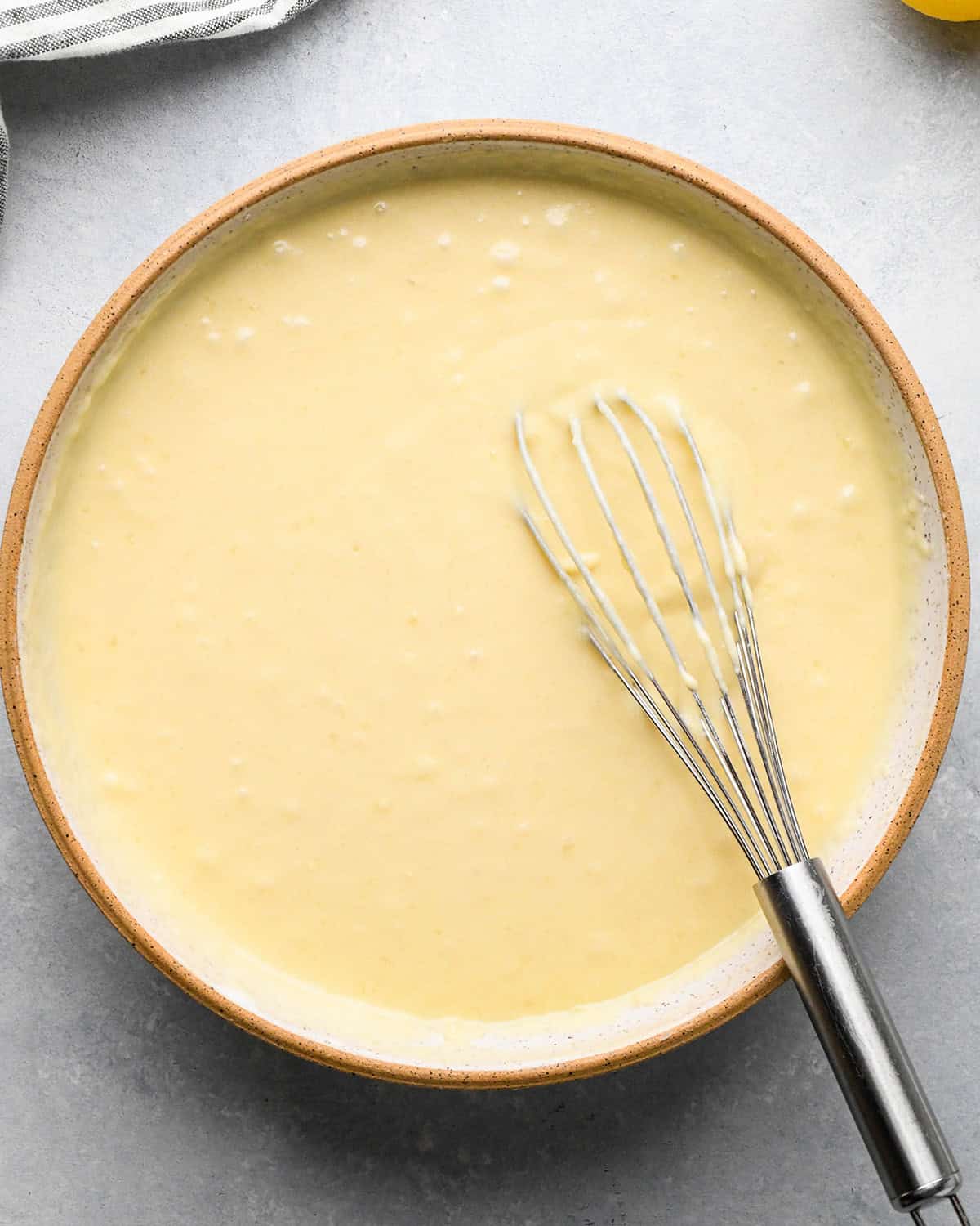Lemon Poppy Seed Muffins batter after combining wet and dry ingredients