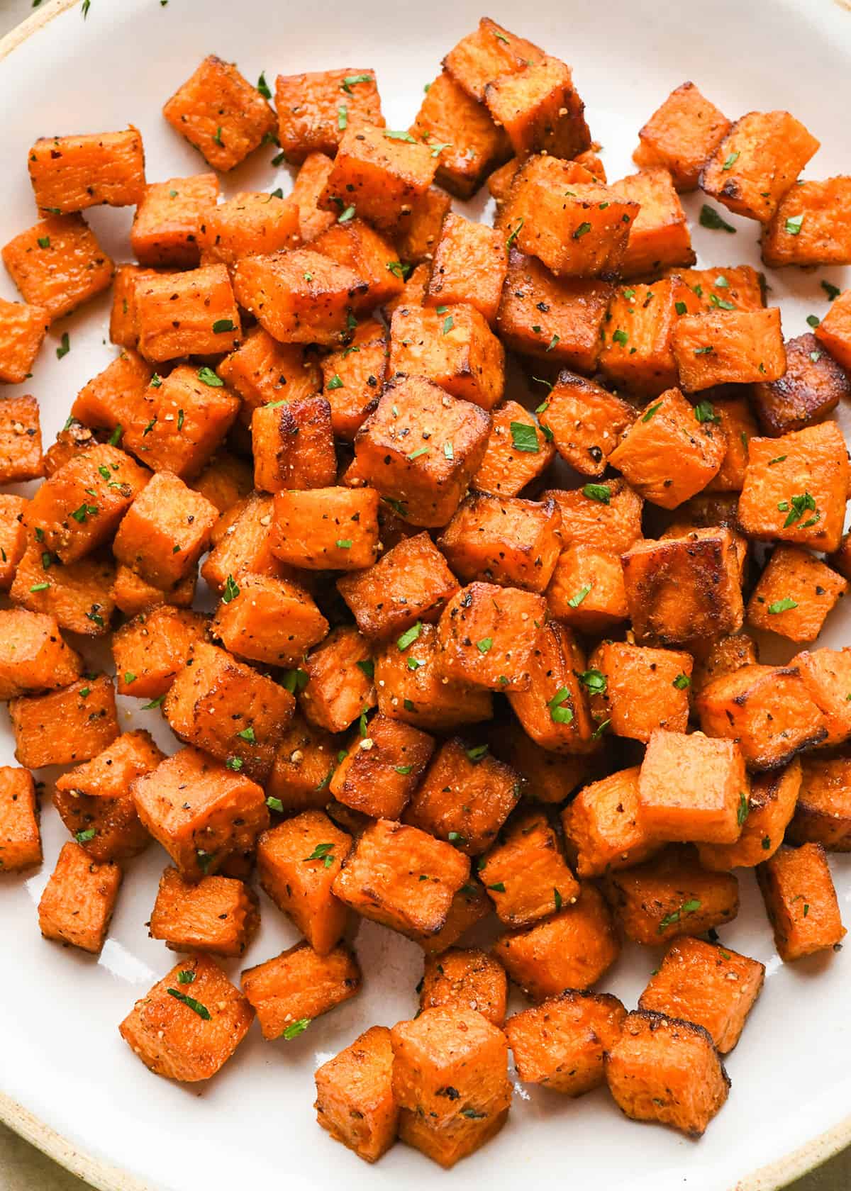 Oven Roasted Sweet Potatoes on a serving plate