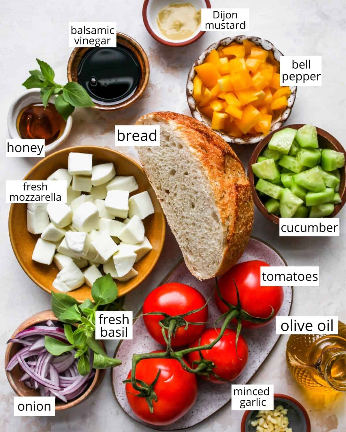 ingredients in this Panzanella Salad Recipe