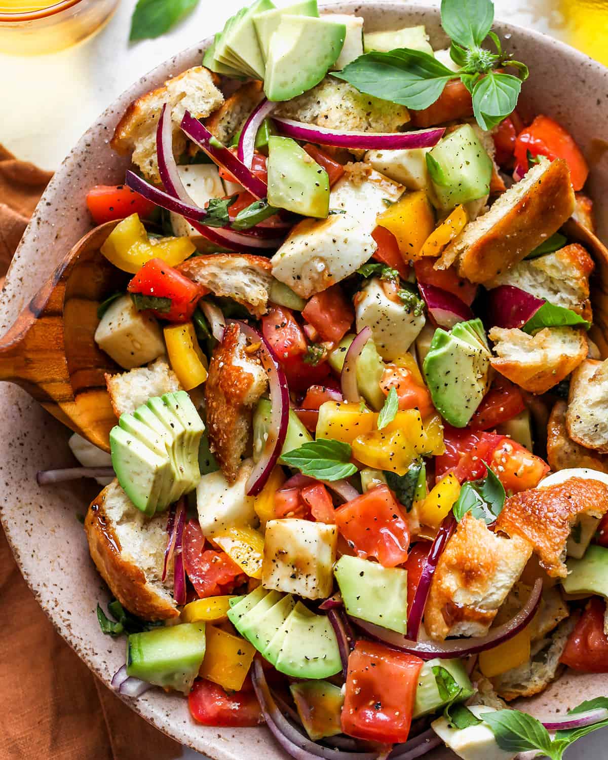 a bowl of Panzanella Salad