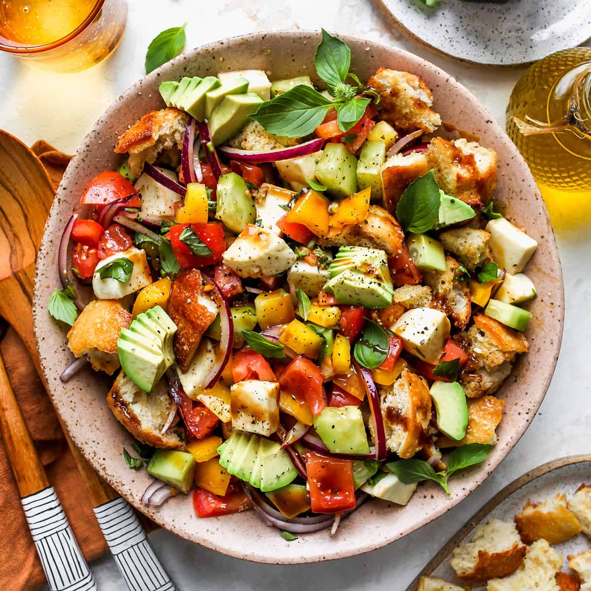 a bowl of Panzanella Salad