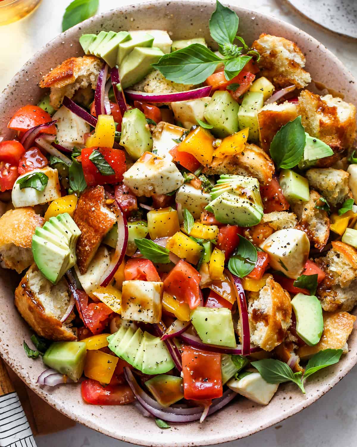 a bowl of Panzanella Salad