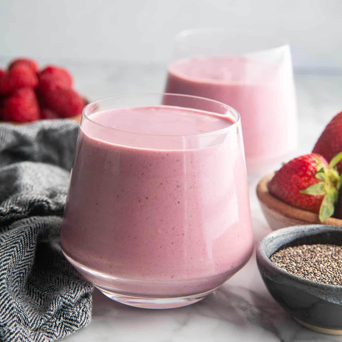 two glasses full of Protein Smoothie