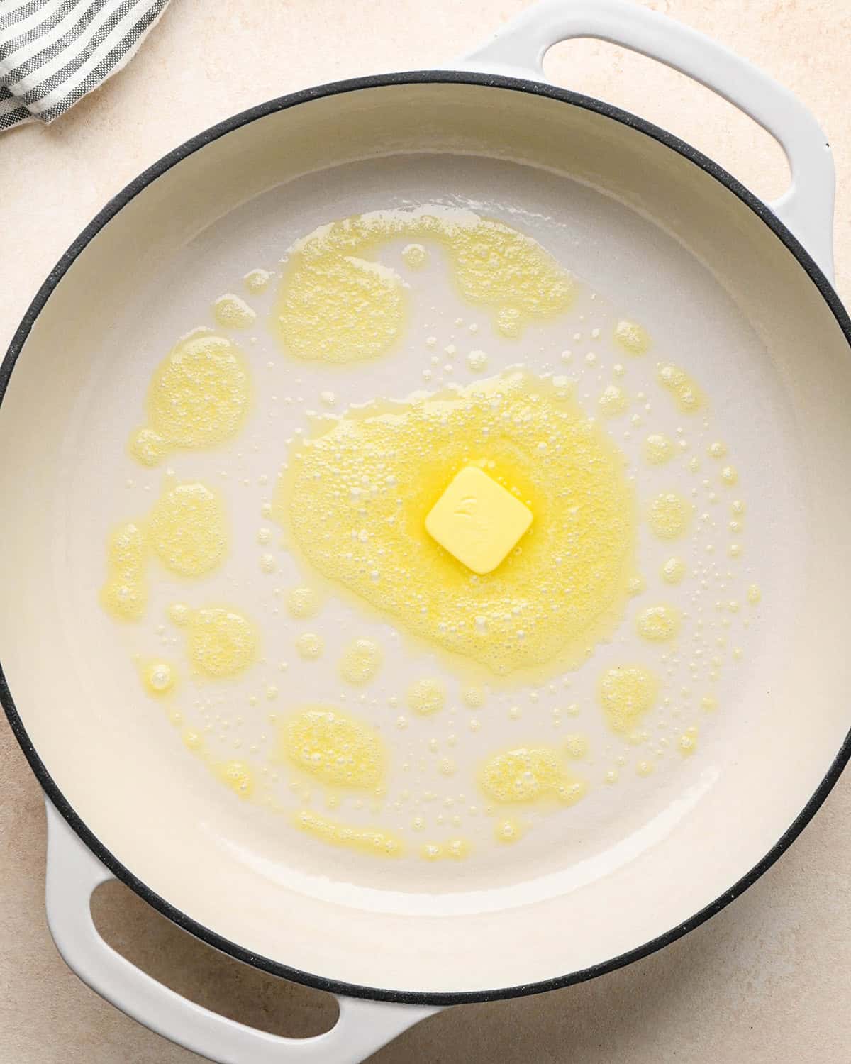 butter melting in a pan