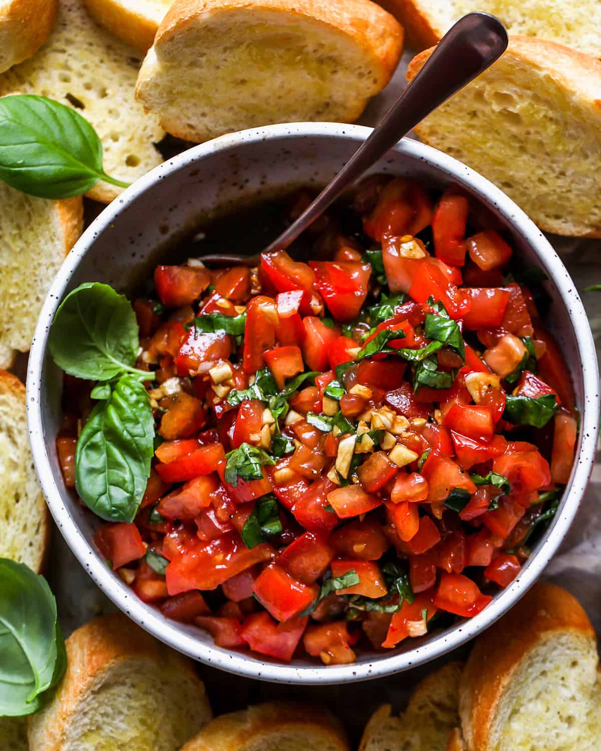 a bowl of tomato bruschetta