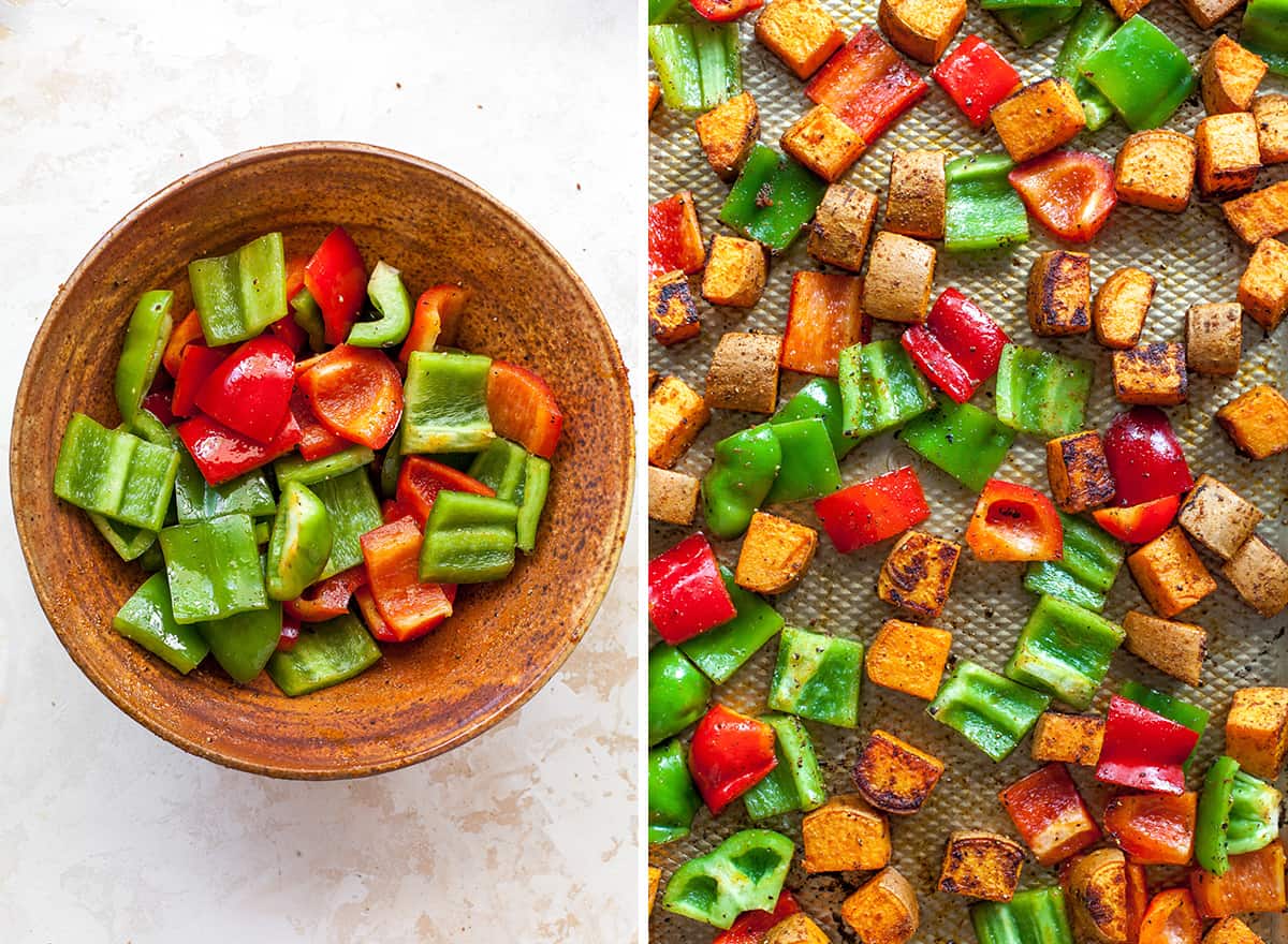 two photos showing how to make Black Bean Sweet Potato Tacos