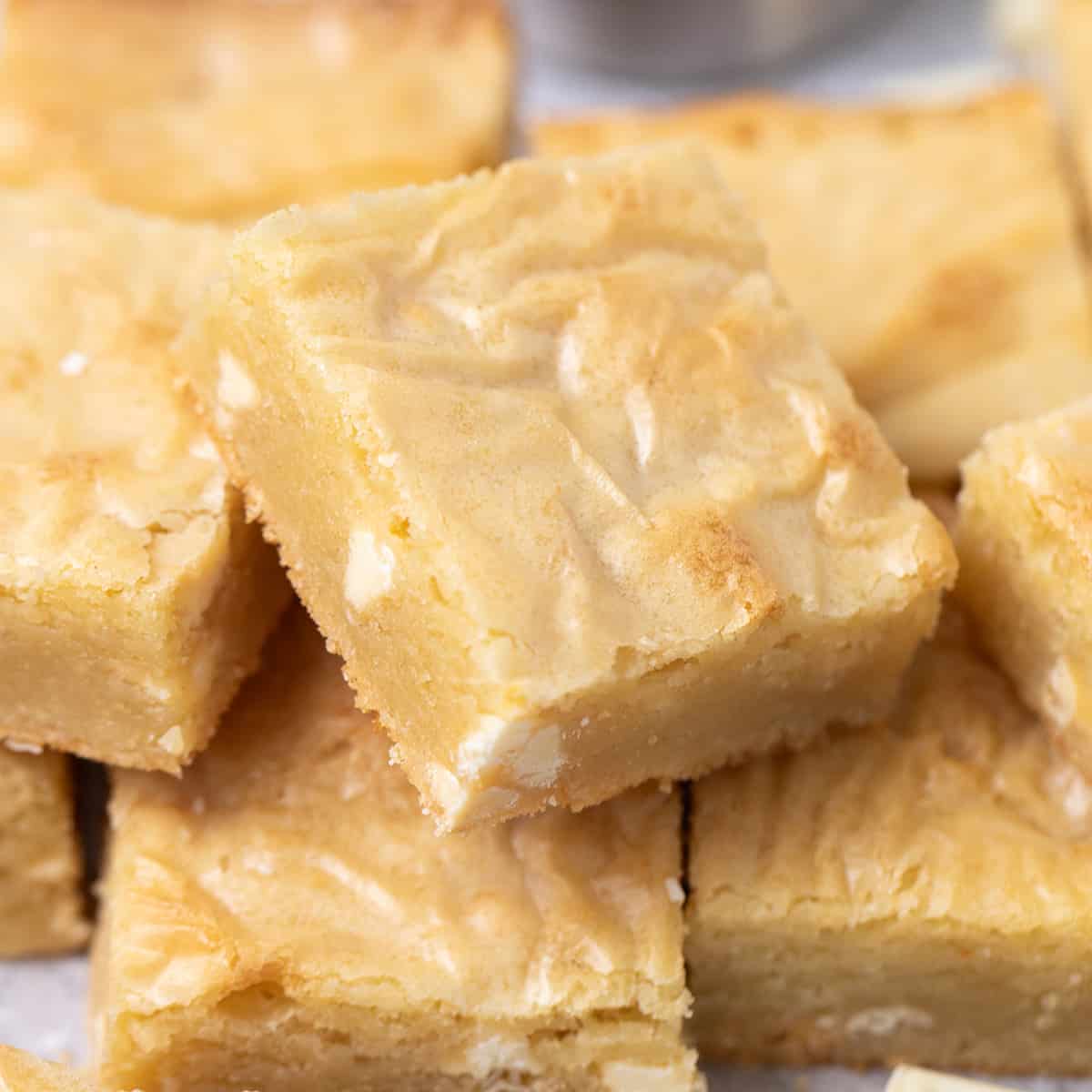 a pile of 7 White Chocolate Brownies